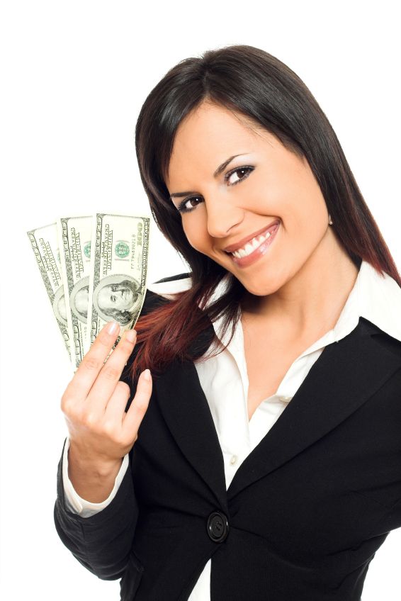 Business woman with money